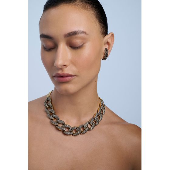 Colar Grume Strass Classics Ouro Vintage